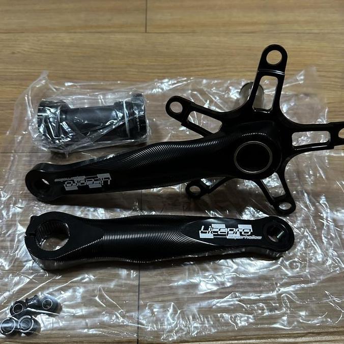 Promo Crank Arm Litepro Super Hollow Original Hitam Silver