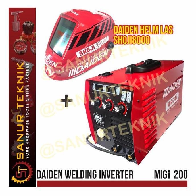 BEBAS ONGKIR - (PAKET) DAIDEN MIGI 200 MIGI200 Travo Trafo Las + Helm Las Shoji 8000
