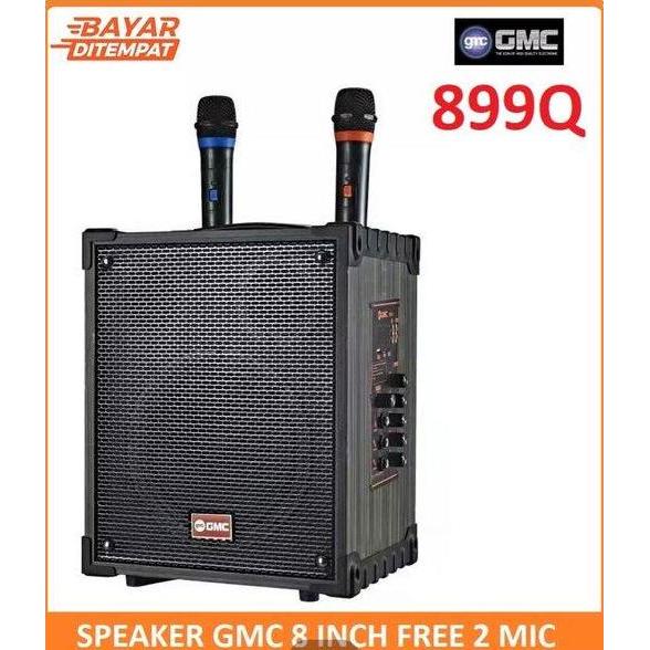 GMC 899Q SPEAKER PORTABLE BLUETOOTH 8 INCH + 2 MIC WIRELESS SPEAKER GITAR