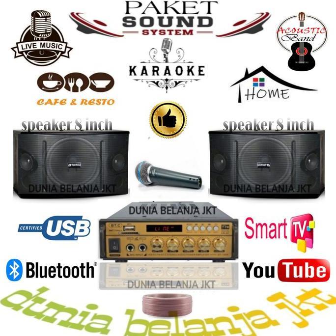 paket karaoke sound system targa 8 inch ampli USB bluetooth