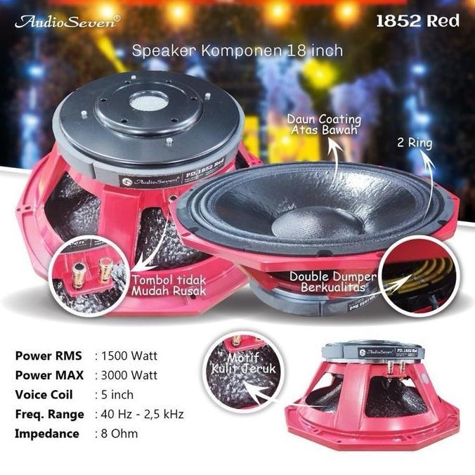 SPEAKER KOMPONEN Audio Seven PD1852 Audioseven PD 1852 18 INCH SPOLL 5 IN SUBWOOFER KULIT JERUK