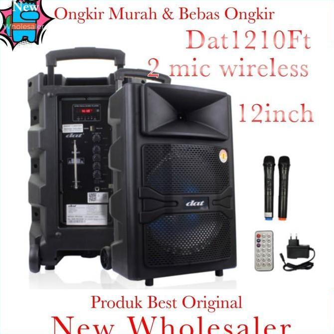 speaker Portable 12 inch Dat Dt1210Ft sound Aktif mic wireless Dt 1210
