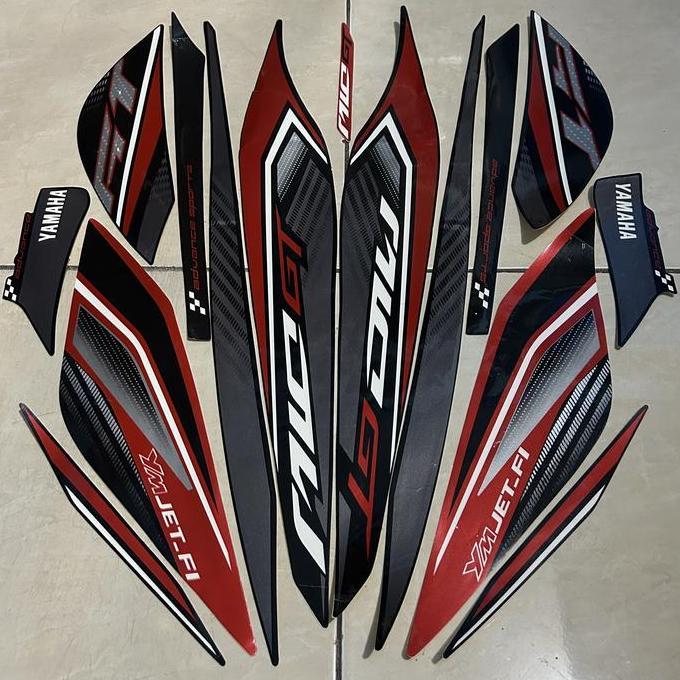 stiker striping yamaha mio gt 2013 hitam merah lis body standar berkualitas original
