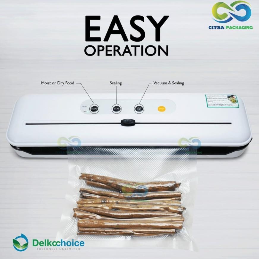NEW DELKOCHOICE PLASTIK VACUUM EMBOS EMBOSS EMBOSSED VACUM BAG SEALER MAKANAN UKURAN KECIL