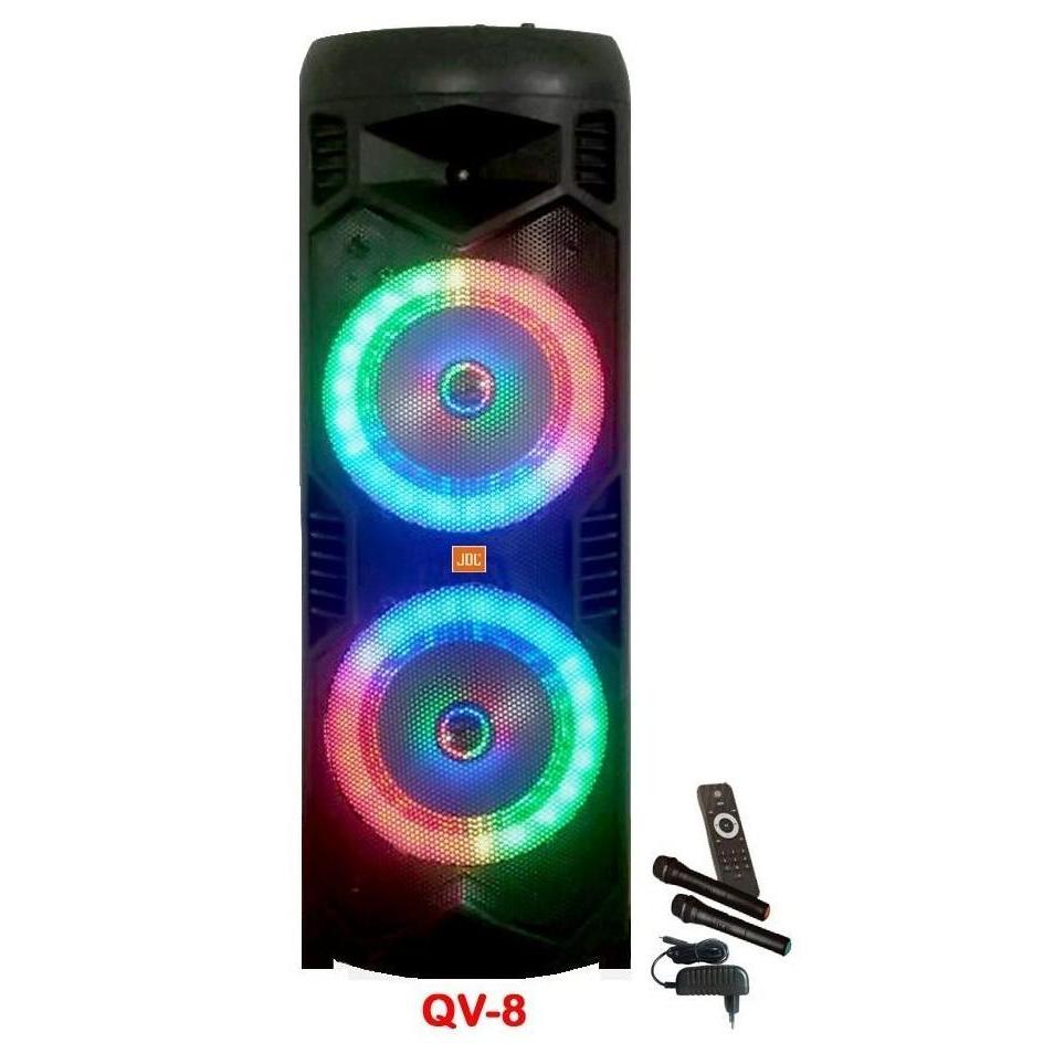 SPEAKER PORTABLE JDL QV-8 QV 8 QV8 DOUBLE 8 INCH BLUETOOTH WIRELES