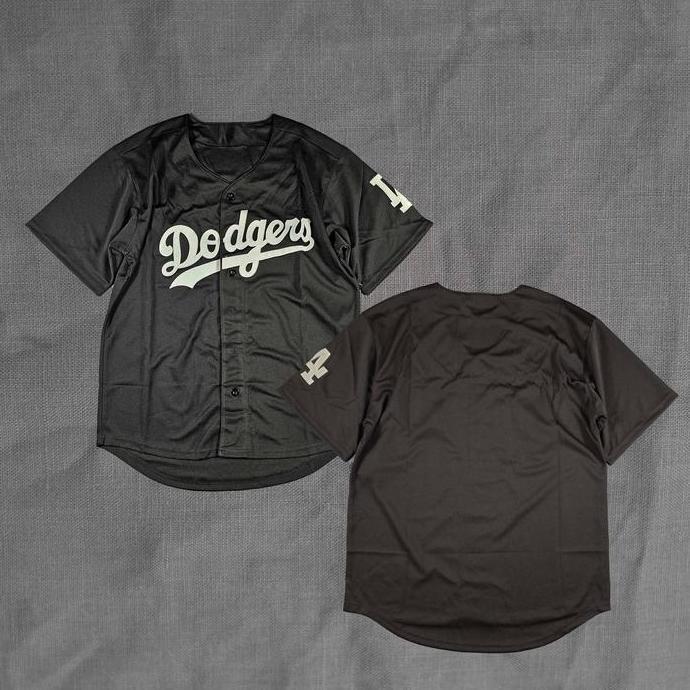 BORDIR Jersey Baseball - Dodgers Hitam | Baju Baseball Shirt