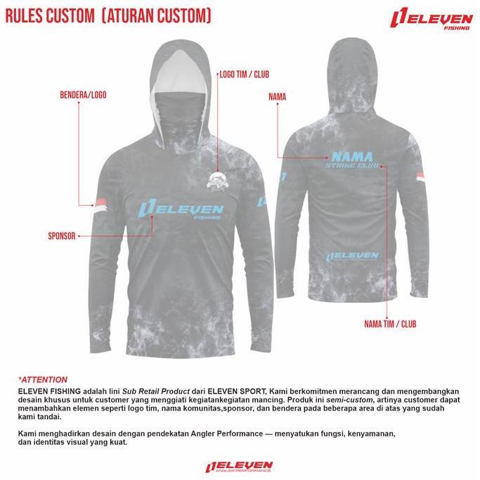 ELEVEN FISHING Baju Kaos Jersey Mancing Printing Custom Nama Bisa Satuan 030