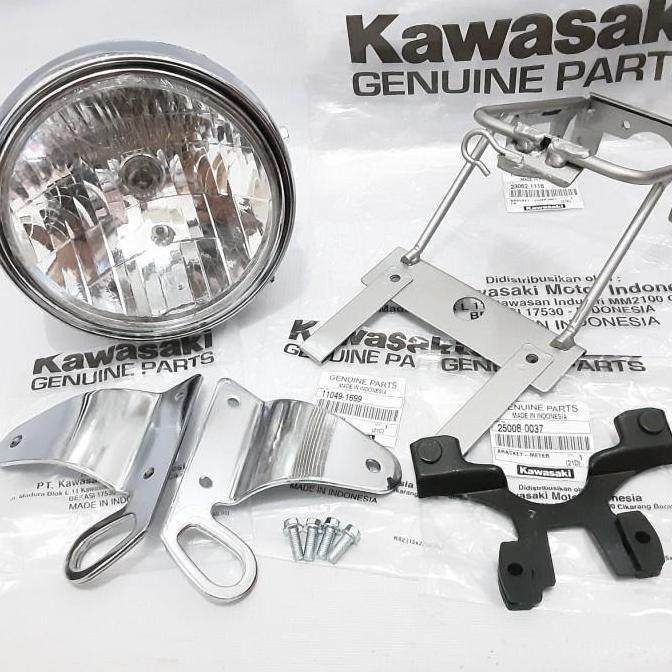PAKET LAMPU DEPAN NINJA SS BULAT CHROME LAMPU KOMPLIT