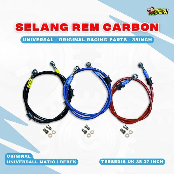 Selang rem 90cm 35inc Karbon cable sepeda motor Selang Rem Racing Black Carbon Depan & Belakang sela