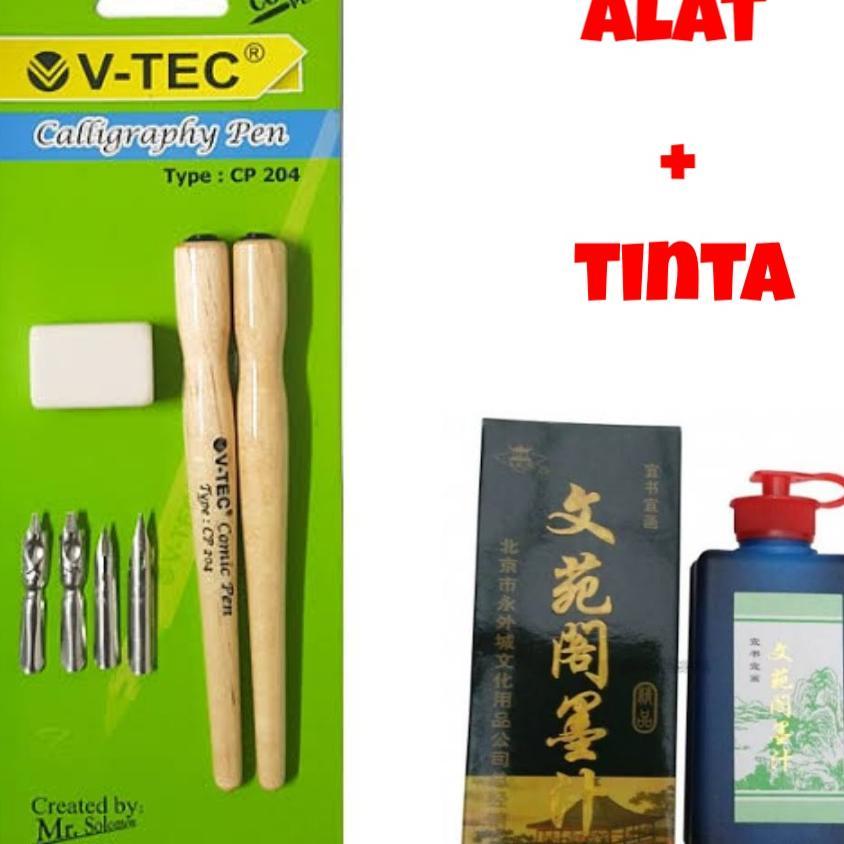 Paket Calligraphy Pen Dan Tinta Kaligrafi Alat Pulpen Pensil (Comic Pen / Pena Komik) Bisa Untuk Kha