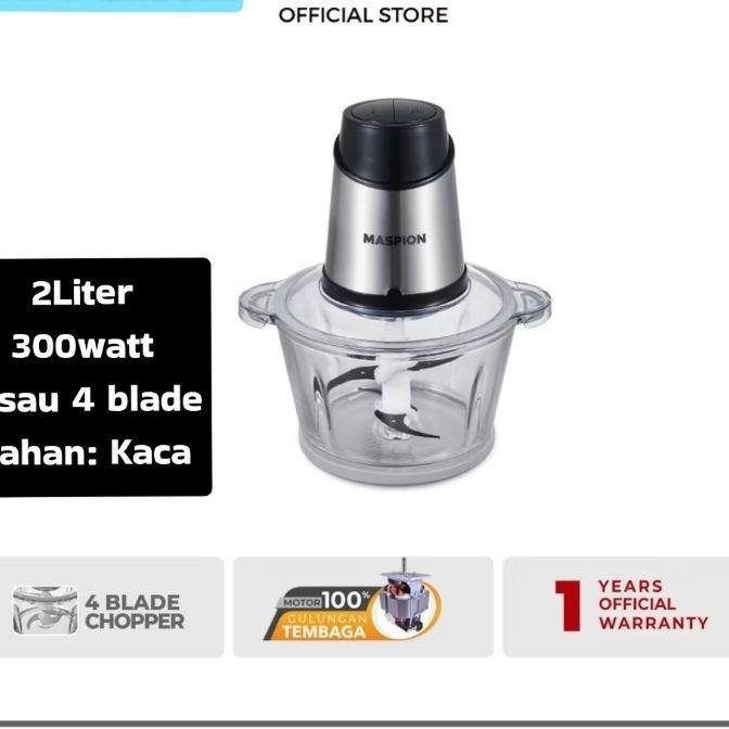 Chopper Maspion Kaca 2Liter 300Watt  Mfc 202 Gl Blender Daging Food Chopper Maspion