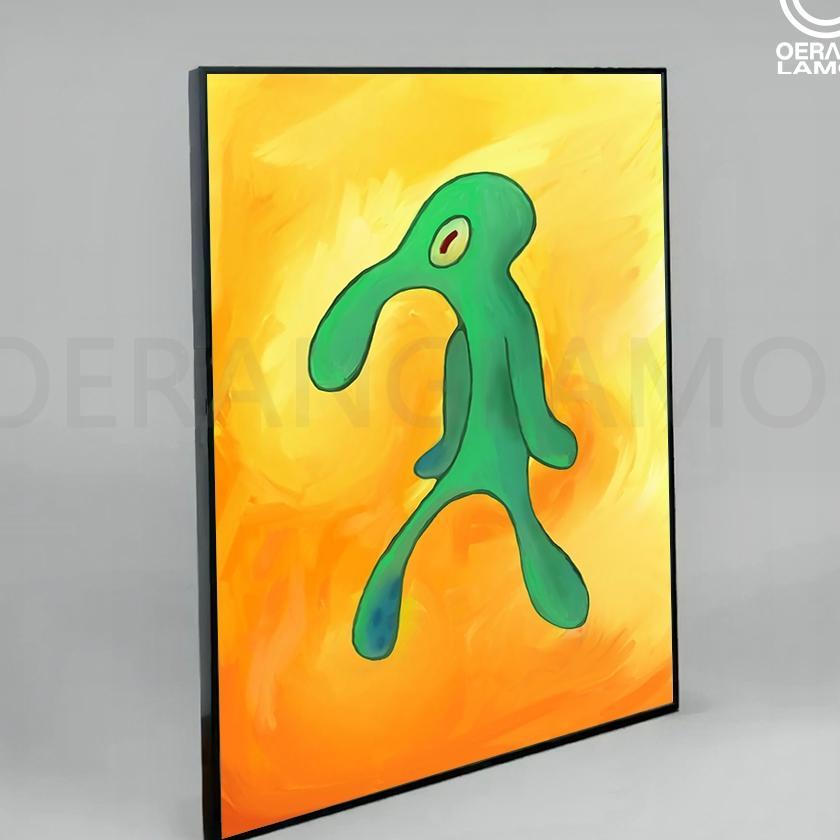 Poster + Frame Lukisan Squidward - Hiasan Dinding Wall Decor Frameblock