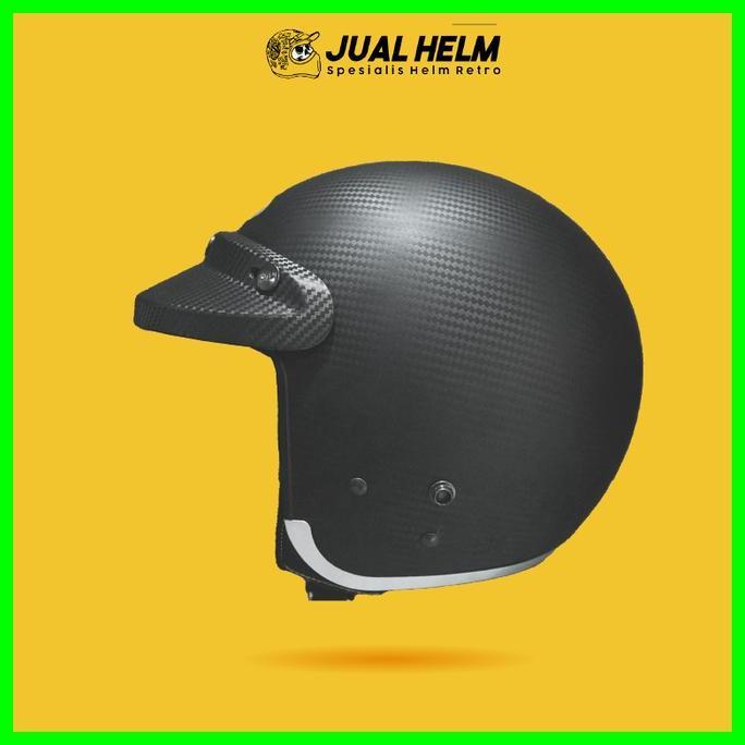 NEW HELM BOGO RETRO INJAK CARBON BLACK DOFF - JUALHELM