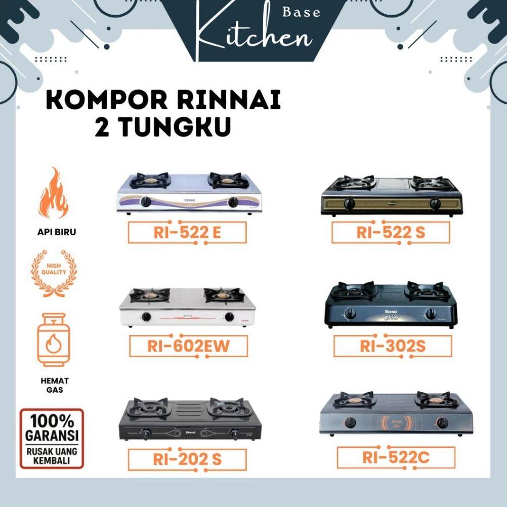 Jamin Murah Kompor Gas Rinnai 2 Tungku Stainless Ri-522E Ri-522S Ri-602Ew Ri-302S Ri-202S Original S