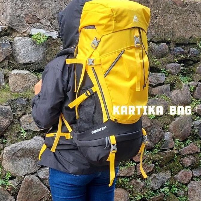 Tas Gunung PAMA 55+5l Tas hiking 55+5l Sudah pake besi frame tas ransel gunung 55+5l Tas keril 55+5 