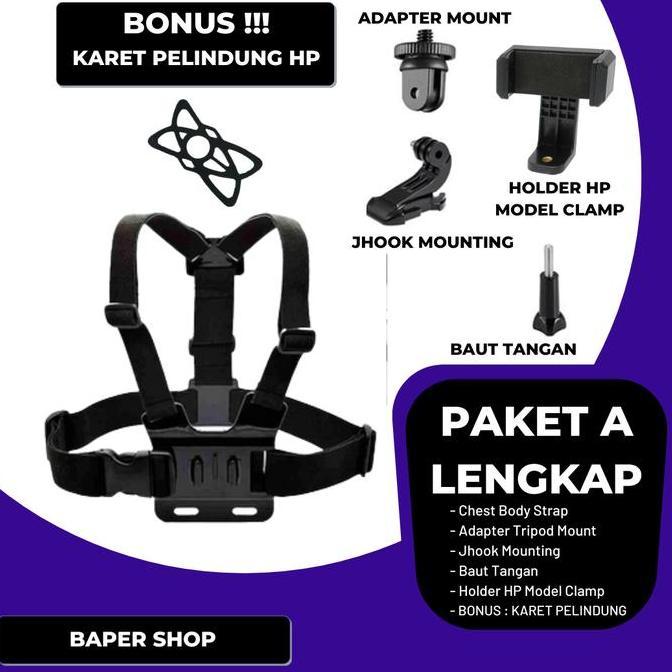 Paket Khusus Motovlog Vlog Pakai Hp Smartphone Ngevlog Body Strap HP