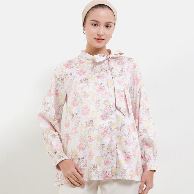MFMW Aycel Atasan Blouse Satin Motif Bunga