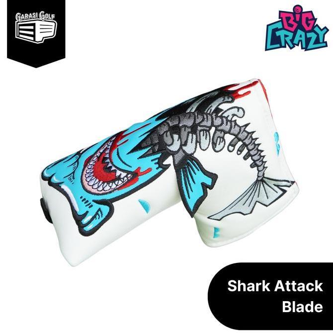 BIG CRAZY Shark Attack Blade Putter Head Cover Golf - Penutup Sarung Stick Club