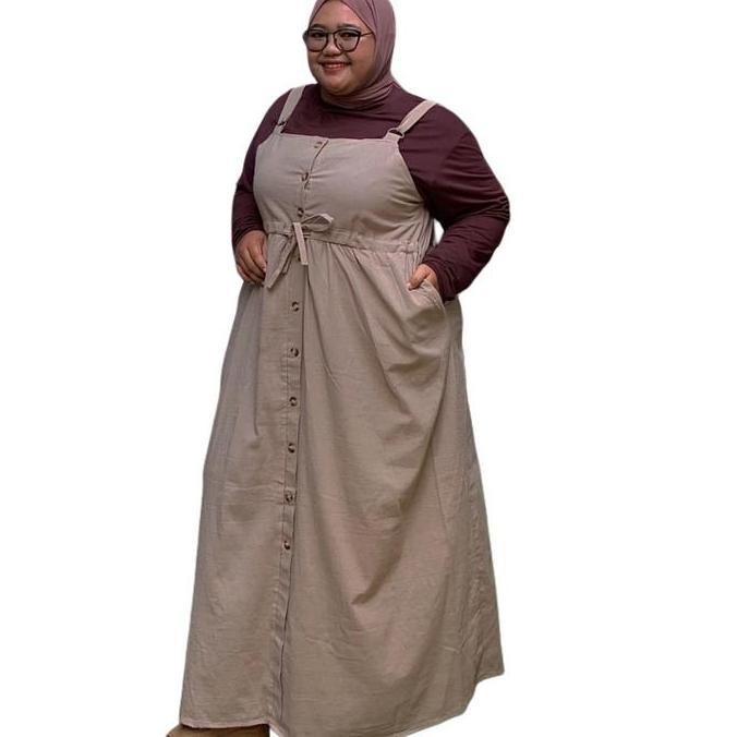 Kalmia- Gamis Overall Jumbo Rasya Ld 130 140 150 Bahan Linen Angel Tebal Adem Lemes Simpel Cantik Ar