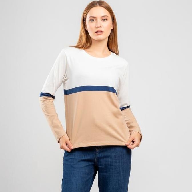 C2 Shayna Khaki T-Shirt Wanita - Kaos Wanita Lengan Panjang