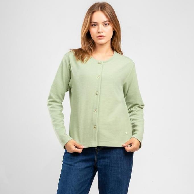 C2 Loella Green Crop Outer Wanita
