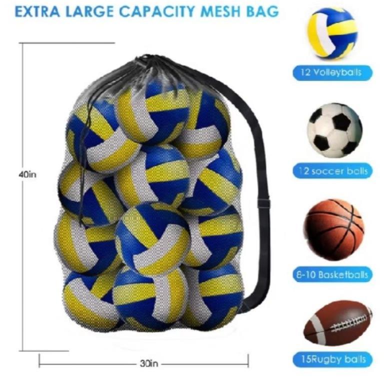 Tas Jaring Penyimpanan Alat Olahraga Bola Basket, Bola Voly, Bola Sepak Kapasitas Besar