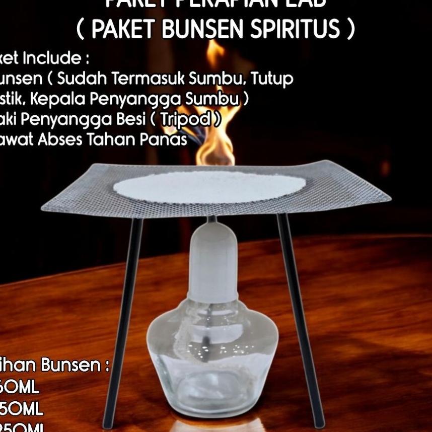 Paket Pemanas Laboratorium / Paket Perapian Laboratorium ( Paket Bunsen + Kaki Penyangga  + Kawat Ka