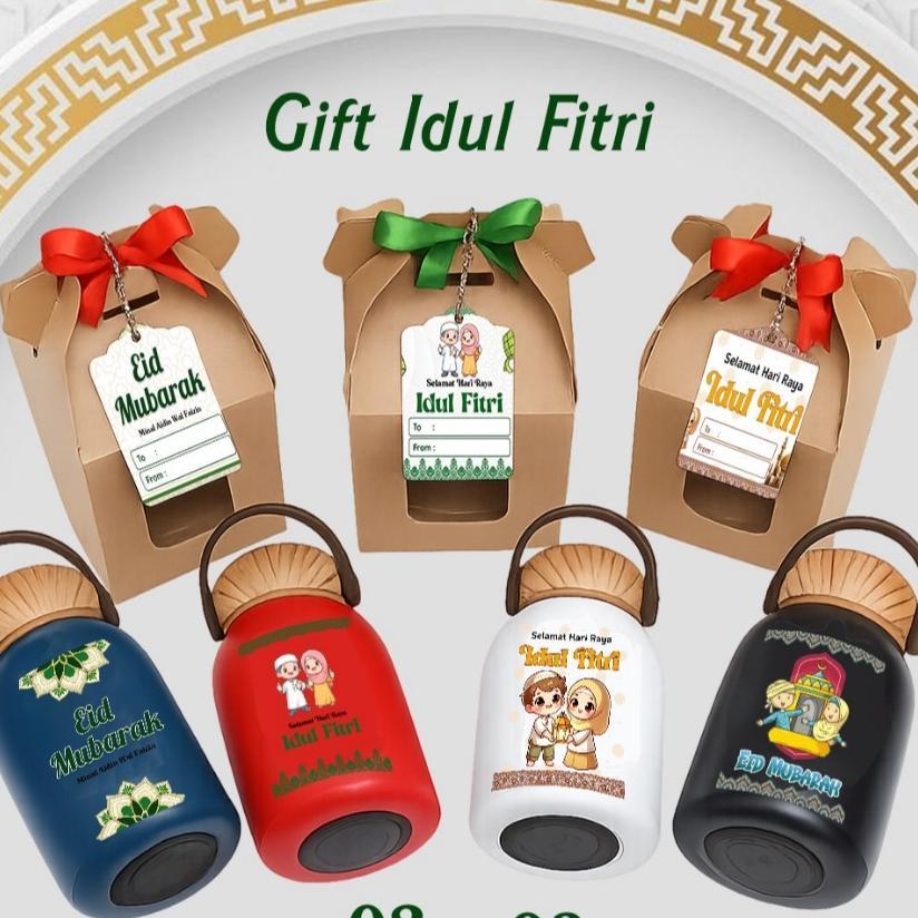 Paket Souvenir Lebaran / Termos Mini Lebaran / Paket Termos Mini Jamur Lebaran Box Coklat /  / Souve