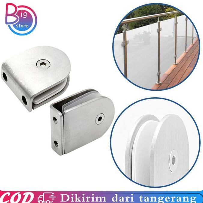 HERBONE Penjepit Kaca Stainless Glass Clip Penjepit Kaca Dinding Penjepit Sudut Kaca Jepitan Kaca St