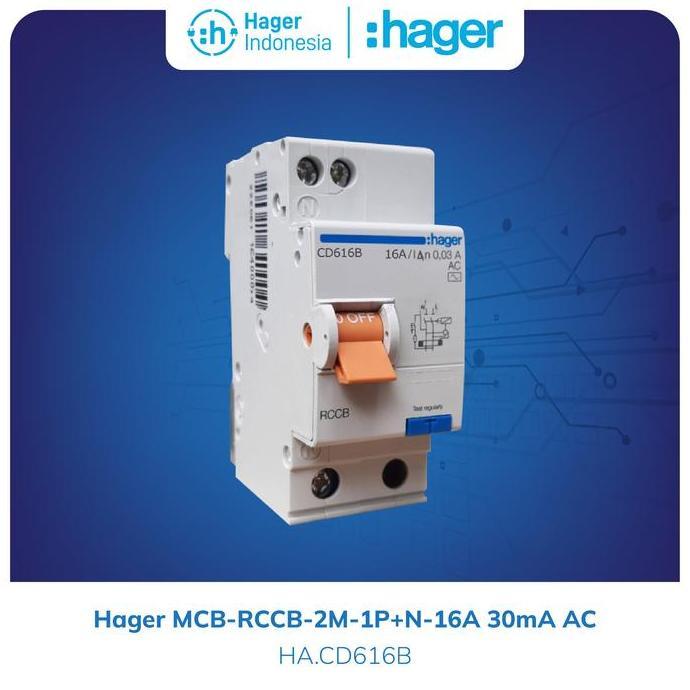 Hager RCCB / ELCB 2P 16A 16 Ampere Type CD616B - Sensitivy 30mA AC