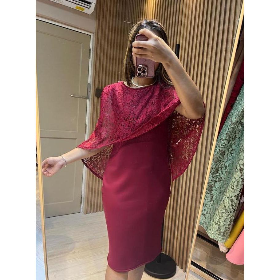 ALTHREE Clothing - LIANA Dress Scuba Premium Wanita Brokat Casual