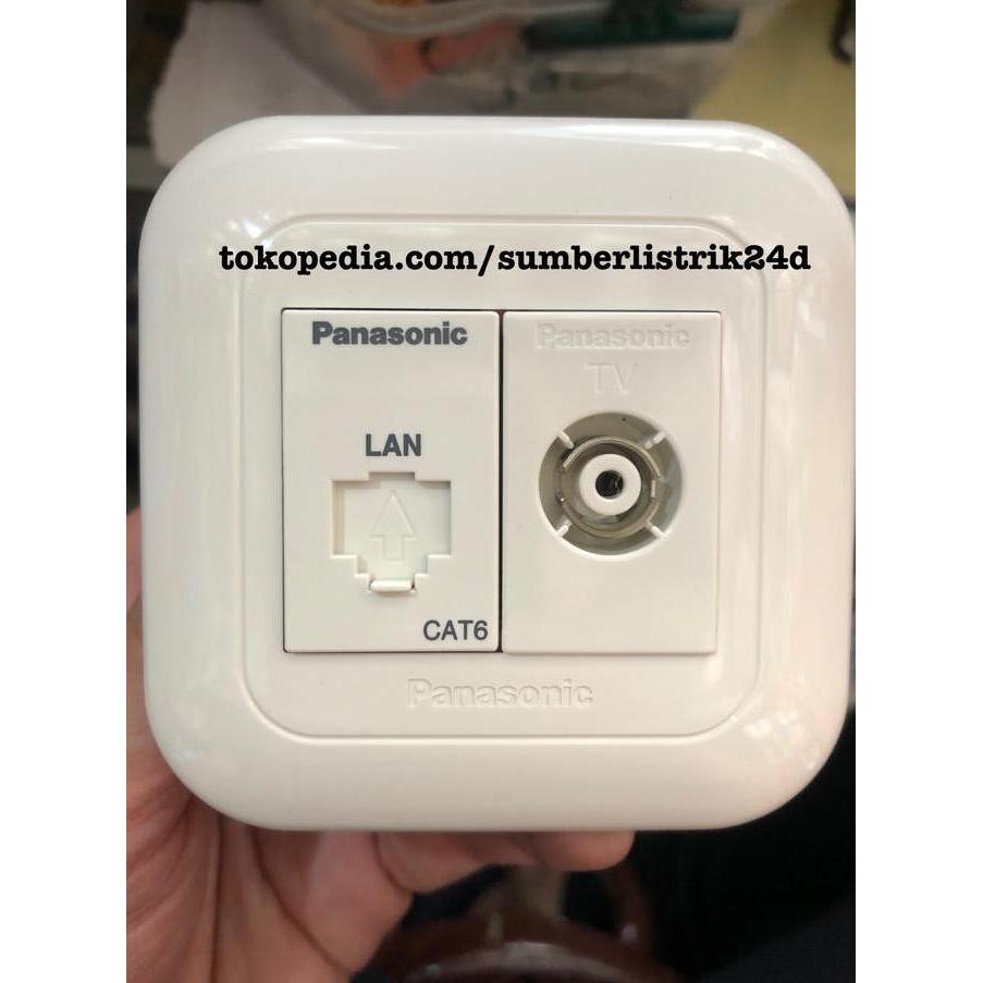 Outlet data cat6 dan out let tv panasonic wide stop kontak lan cat 6