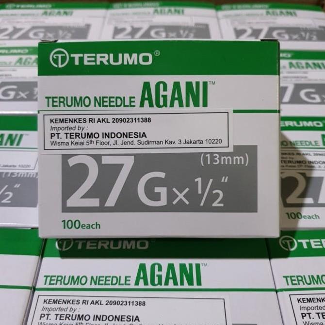 Needle Terumo 27 G AGANI/ Terumo Needle 27 AGANI / Jarum Terumo 27G