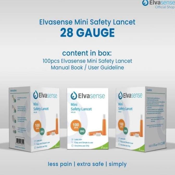 Elvasense Mini Safety Lancet 28G - Blood Lancet Elvasense Jarum Lancet