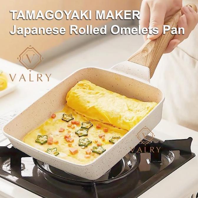 (BESTSELLER) VALRY TAMAGOYAKI TEBAL PENGGORENGAN TELUR EGG PAN MARBLE ANTI LENGKET PANCI CETAKAN OME