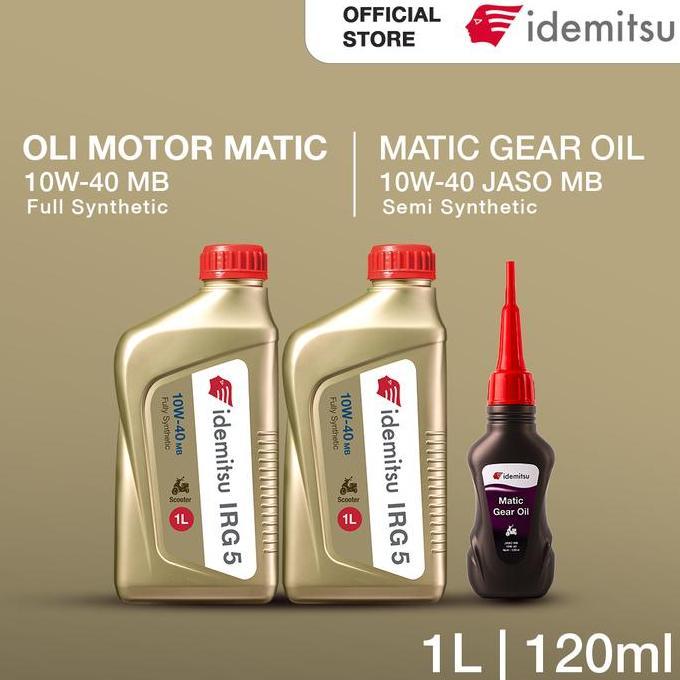 PAKET OLI IDEMITSU IRG5 10W-40 MB (1L) 2 BOTOL + IDEMITSU Matic Gear
