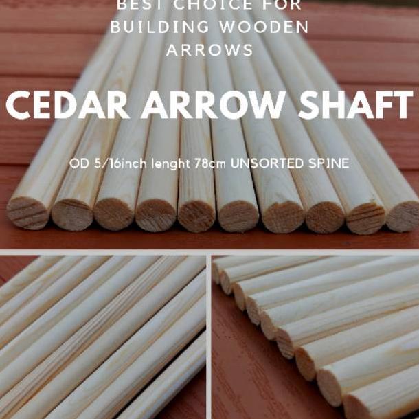 CEDAR Arrow Shaft - Shaft Cedar 5-16 inch - Shaft Kayu Cedar OD 8mm - Wooden Arrow Shaft