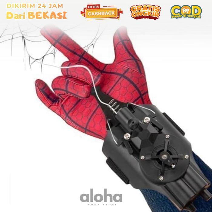 ALHM - Mainan Web Shooter Spiderman Senjata Spiderman Cosplay Sarung Tangan Spiderman Mainan Jaring 