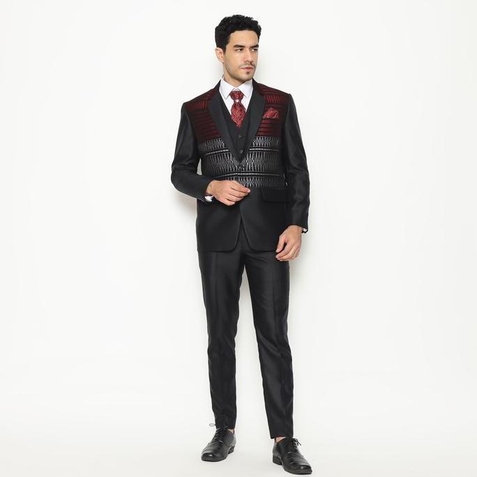 YUNG Setelan Jas Celana Ulos Semi Wool Wedding Best