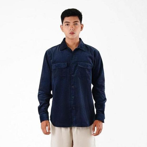3Second Kemeja Casual Corduroy Pria Relaxed Fit Katun Seth C030923 Tangan Panjang
