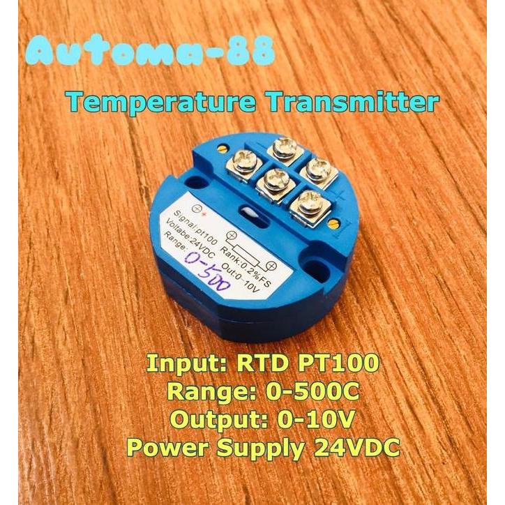 TEMPERATURE TRANSMITTER RTD PT100 0-500C OUTPUT 0-10V 24V PT-100