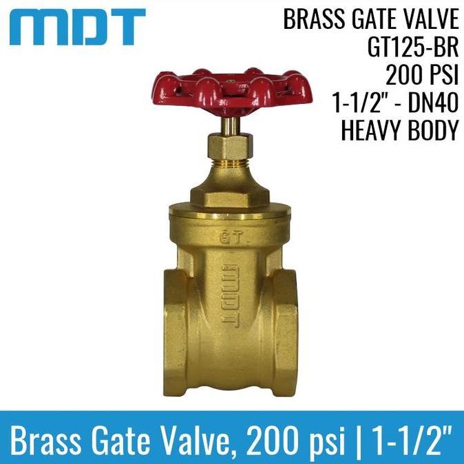 Mdt | Gt125-Br | 1-1/2", Gate Valve, Brass, Threaded Terbaru 