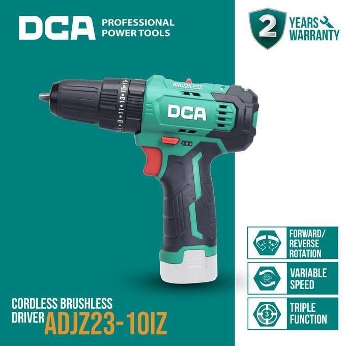 DCA BRUSHLESS HAMMER DRILL / BOR IMPACT BATERAI 12VOLT 10MM ADJZ23-10IZ (UNIT ONLY) MURAH