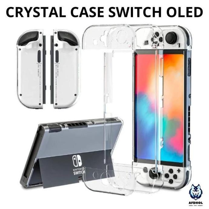 CRYSTAL CASE MIKA NINTENDO SWITCH OLED HARD COVER CASING TRANSPARANT BENING PUTIH PROTECTOR PROTECTI