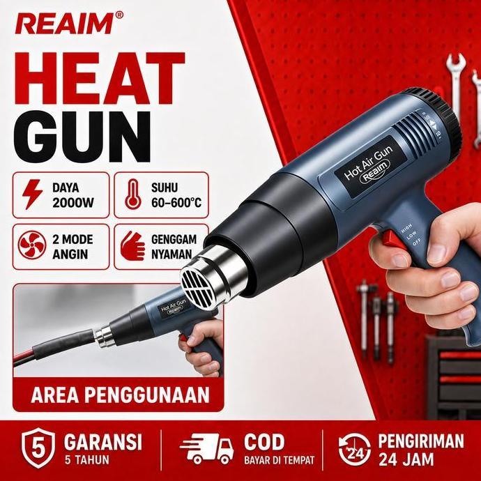 Promo Reaim 2000W tampilan digital mesin udara panas suhu tinggi/perbaikan elektronik stiker plastik