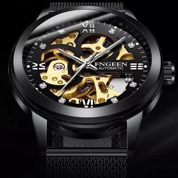 Orologio- Fngeen 6018 Otomatis Jam Tangan Pria Anti Air Luxury Stainless Steel Mekanis Terproof Tche