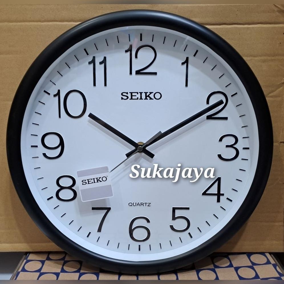 jam dinding seiko putih 32cm list hitam/putih/silver