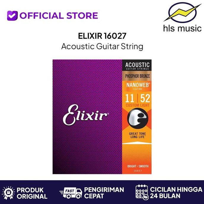 Original Elixir String 16027 Nanoweb Phosphor Bronze Senar Gitar Akustik 11-52