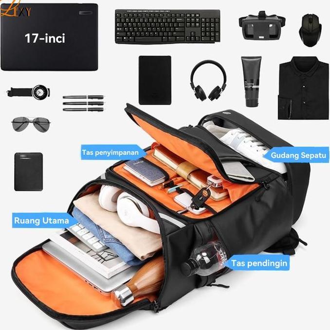 Borsa- Lexy Tas Traveling Pria Kapasitas Besar Ransel Multifungsi Tahan Air Dengan Kompartemen Sepat