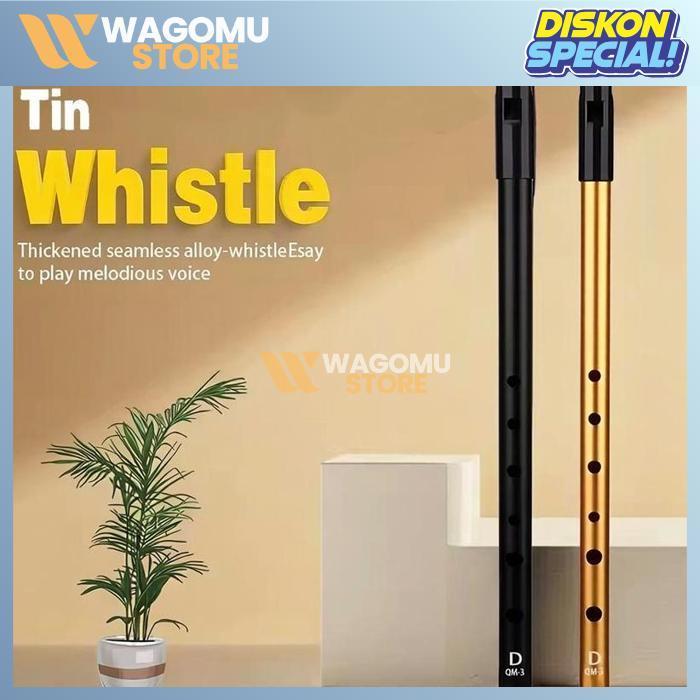 WAGOMU Tin Whistle Flute Irlandia 6 Hole Key C Logam Alat Musik Tiup Tradisional Pemula Berkualitas 